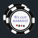 Blue Vegas Mariage Elopement Poker Faire-part<br><div class="desc">Éblouissez vos amis et votre famille en leur envoyant ces annonces d'élévation de mariage de puces de poker bleu,  noir et blanc et/ou des invitations de fête. Ils attendent avec impatience de se joindre à vous à cette fête de réception inoubliable !</div>