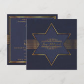 Blue Velvet Bar Mitzvah Invitation Kaart (Voorkant / Achterkant)