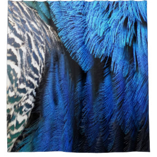 Blue Velvet Peacock Feathers Douchegordijn