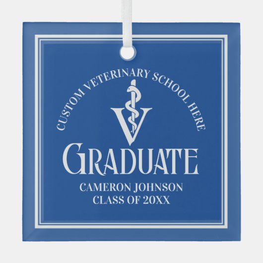 Blue Veterinary School Afstuderen Kerst Glas Ornament (Voorkant)