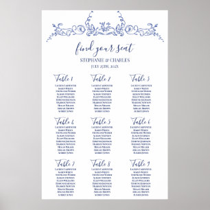Blue Victoriaans Wedding Seating Chart Poster
