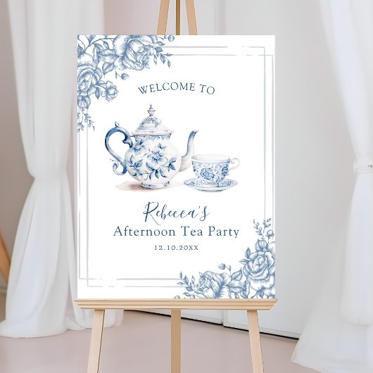 Blue Victorian Garden Bridal Tea Affiche de bienve