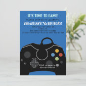 Blue Video Game Boys Invitation Anniversaire (Debout devant)