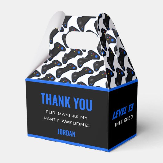 Blue Video Game Controller Favor Box Bedankdoosjes (Achterkant)
