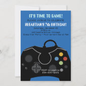 Blue Video Game Jongens Verjaardag Uitnodiging (Voorkant)