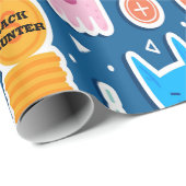 Blue Video Game Pattern Personalized Birthday Cadeaupapier (Rol Hoek)