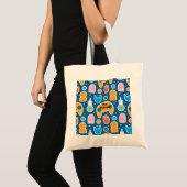 Blue Video Game Pattern Persoonlijke Canvas tas (Voorkant (product))