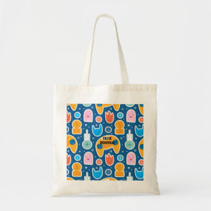 Blue Video Game Pattern Persoonlijke Canvas tas