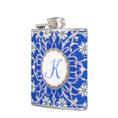 Blue Vine Flower Monogram Flaski Heupfles (Links)