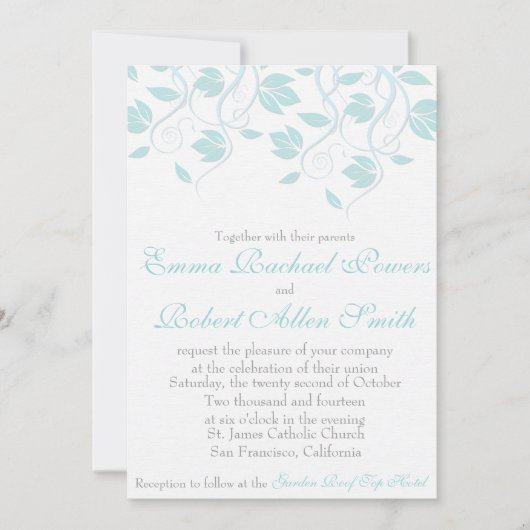 Blue Vines - invitations de mariage (Devant)