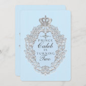 Blue Vintage Fairytale Prince Party Invitation (Devant / Derrière)