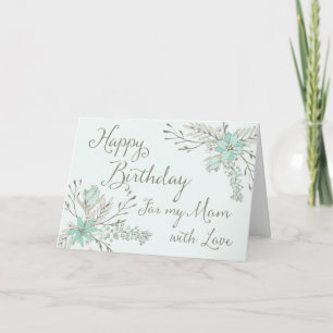 Blue Vintage Floral Maman Bonne carte d'anniversai