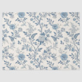 Blue Vintage Floral Pattern Tissuepapier (Voorkant)