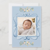Blue Vintage Frame Whimsical Baby Aankondiging (Voorkant)