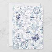 Blue Vintage Romance Mariage Invitations (Dos)