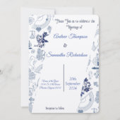 Blue Vintage Romance Mariage Invitations (Devant)