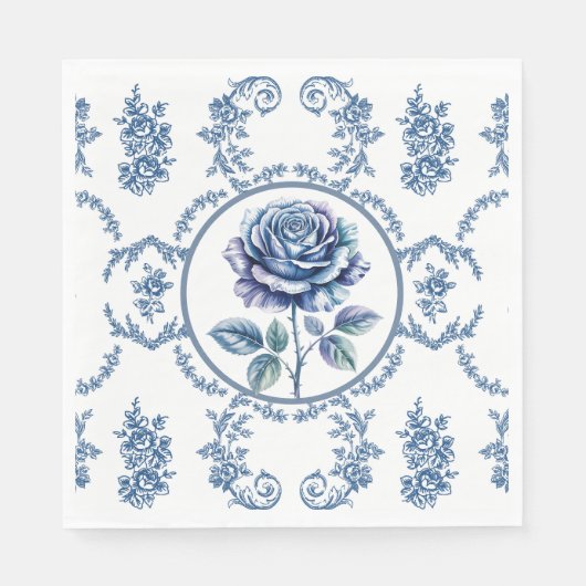 Blue Vintage Rose Servet (Voorkant)
