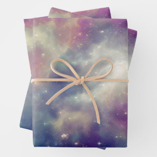 Blue Violet Blauwgroen Cosmic Nebula Milky Way Inpakpapier Vel