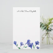Blue Violet Floral Waterverf Specialized Station Briefpapier (Staand voorkant)
