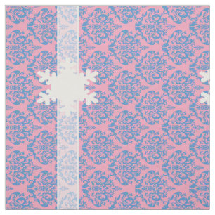 Blue Violet Frosted Orchid Damask met Snowflake Stof