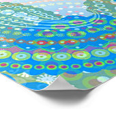 Blue Violet Lime Green Paisley Floral Art Pattern Poster (Hoek)