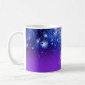 Blue Violet Sparkly Stars Celestial Ombre Monogram Koffiemok (Links)