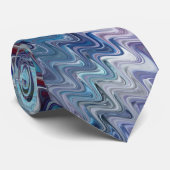 Blue Violet Teal White Marbling Abstraction Stropdas (Opgerold)