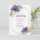 Blue Violet Wild Rozen Double Lijst Wedding Kaart (Staand voorkant)