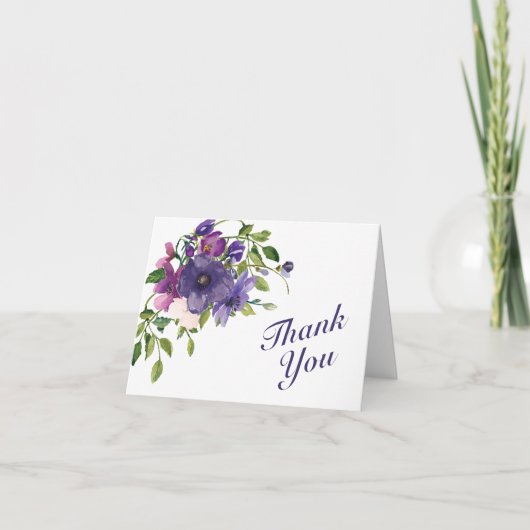 Blue Violet Wild Rozen Wedding Bedankkaart (Voorkant)