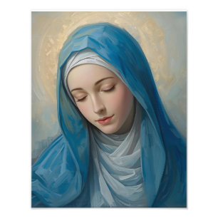 Blue VIrgin Mary Afbeelding Foto Afdruk
