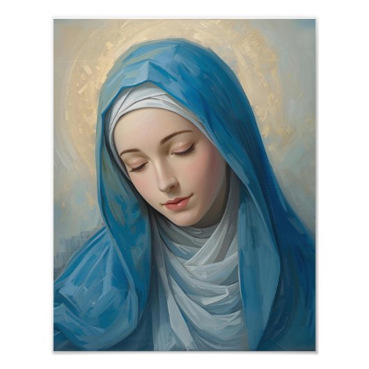 Blue VIrgin Mary Afbeelding Foto Afdruk (Voorkant)