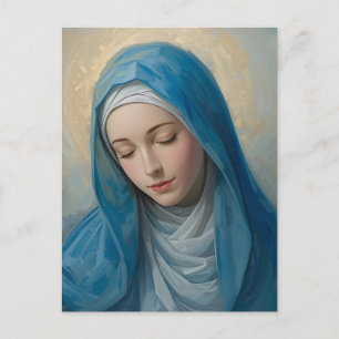 Blue VIrgin Mary Sympathy Gevouwen Wenskaart Feestdagenkaart