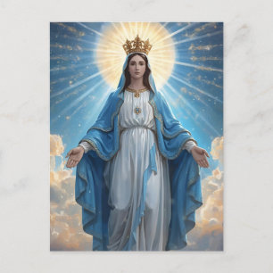 Blue VIrgin Mary Sympathy Gevouwen Wenskaart Feestdagenkaart