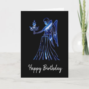 Blue Virgo Sign Birthday Kaart