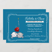 Blue Vist Wedding Invitation Kaart (Voorkant / Achterkant)