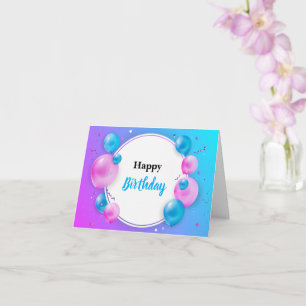 Blue Vivid Happy Birthday Wenskaart Kaart