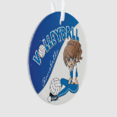 Blue Volleyball 🏐 Diva Girl Player Ornament (voorkant)
