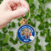 Blue Volleyball Player Photo Keepsake Sleutelhanger (Hand)