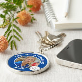 Blue Volleyball Player Photo Keepsake Sleutelhanger (Zijkant)