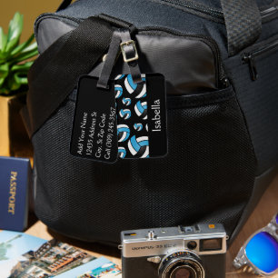 Blue Volleyball Sport Pattern Bagagelabel