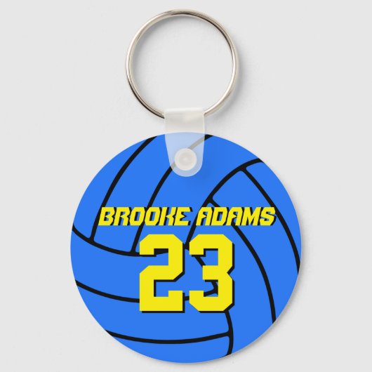 Blue Volleyball Sports Team Sleutelhanger (Voorkant)