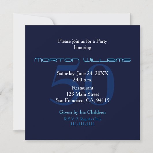 Blue Vortex 50e anniversaire Invitation 2 (Dos)