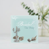  Blue Vrijgezellenfeest Tea Party Uitnodiging (Staand voorkant)