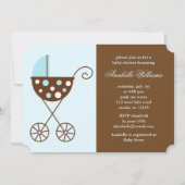 Blue Wandelwagen Boy Baby shower Kaart (Voorkant)