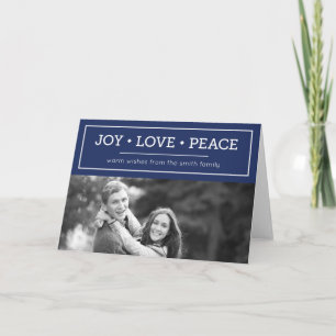 Blue Warm Wishes Joy Love Peace Holiday Foto Feestdagen Kaart