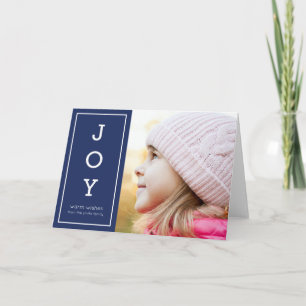 Blue Warm Wishes Modern Joy Holiday Foto Feestdagen Kaart