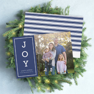 Blue Warm Wishes Modern Joy Holiday Foto Feestdagenkaart