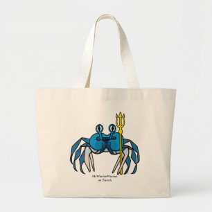 Blue Warrior Crab, MeWarriorVrouw op Twitch Grote Tote Bag