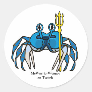 Blue Warrior Crab, MeWarriorVrouw op Twitch Ronde Sticker