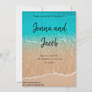 Blue Water Beach Faire-part de mariage moderne